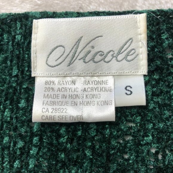 NICOLE Emerald Green Button Down Knitted Cardigan Sweater Size Small - Picture 5 of 10
